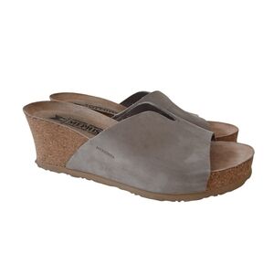 MEPHISTO Lisane Suede Wedge Sandals In Warm Gray Women's 9 Comfort Quiet Luxury